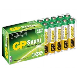 GP alkalická baterie 1,5V AAA Super (LR03) 20ks fólie