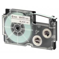 PRINTLINE kompatibilní páska s Casio, XR-6WE1, 6mm, 8m, černý tisk/bílý podklad