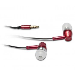 CRONO sluchátka E14R/ drátová/ špuntová/ jack 3,5 mm/ 102 dB/ červená