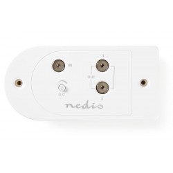 NEDIS zesilovač CATV/ maximální zesílení 18 dB/ 40–862 MHz/ 2 výstupy/ konektor IEC/ bílý