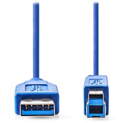 NEDIS kabel USB 3.0/ zástrčka A - zástrčka B/ k tiskárně apod./ modrý/ 2m