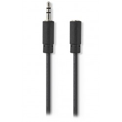 NEDIS prodlužovací stereo audio kabel s jackem/ zástrčka 3,5 mm - zásuvka 3,5 mm/ černý/ 1m