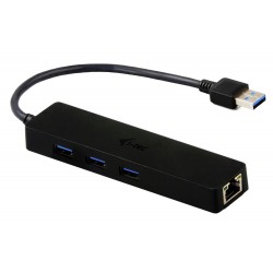 I-tec USB HUB ADVANCE/ 3 porty/ USB 3.0/ Gigabit Ethernet adaptér (RJ45)/ slim/ černý
