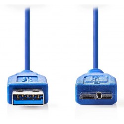 NEDIS kabel USB 3.0/ zástrčka A - zástrčka micro B/ modrý/ 1m