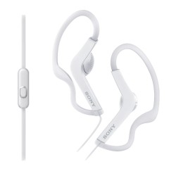 SONY headset do uší MDRAS210APW/ sluchátka drátová + mikrofon/ sportovní/ 3,5mm jack/ citlivost 104 dB/mW/ bílá