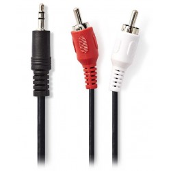 NEDIS redukční stereo audio kabel s jackem/ zástrčka 3,5 mm - 2x zástrčka RCA/ černý/ 1,5m