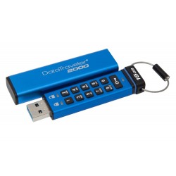 KINGSTON DT2000 16GB / USB 3.0 / 256-bit AES HW šifrování / keypad / modrá